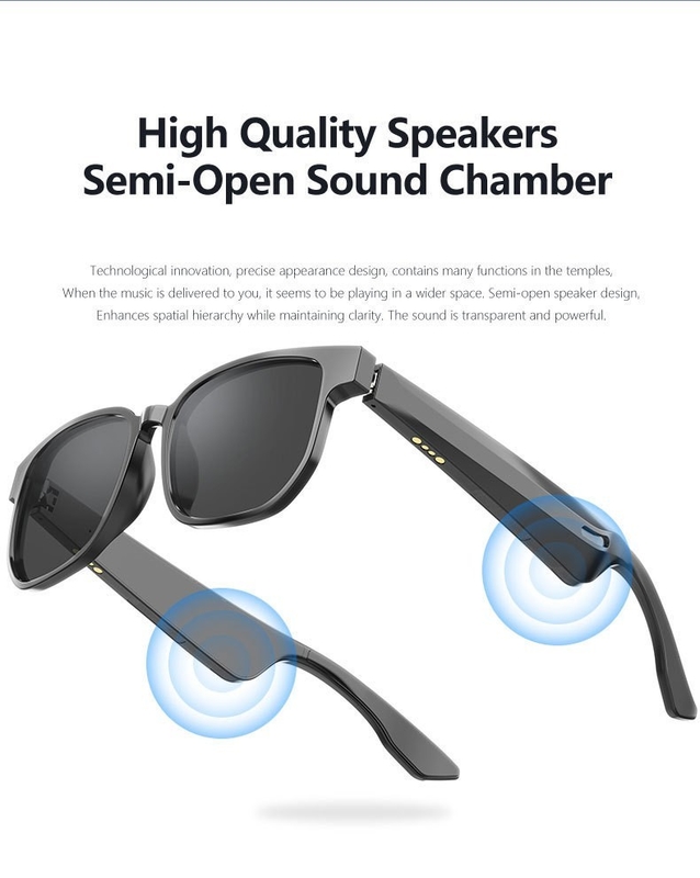 BT 5.1 Stereo Sound Kính nắng Bluetooth với thời gian âm nhạc 4 giờ và pin 90 mAh